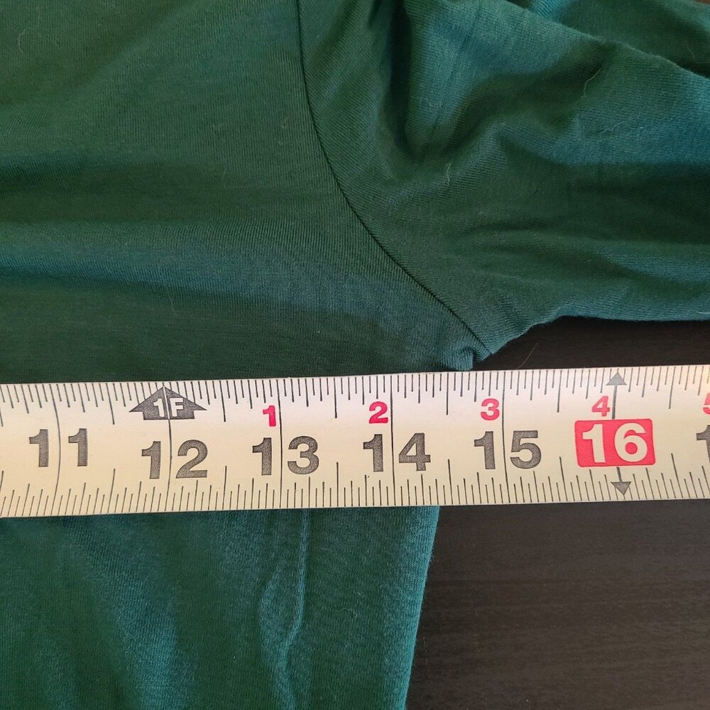 Express Solid Ruched Twist Front Long Sleeve TeeTeal Green Size Small NWT - Picture 5 of 8
